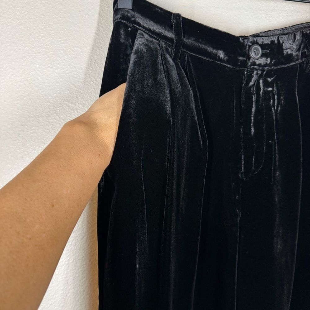 New Cami NYC Rylie Wide Leg Pants Black Velvet Pleated Trousers Size 0 - Picture 3 of 9
